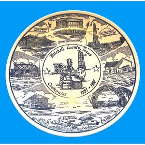 Mitchell County, TX Centennial 1881-1981 Collector Plate Kettlesprings Kilns vtg
